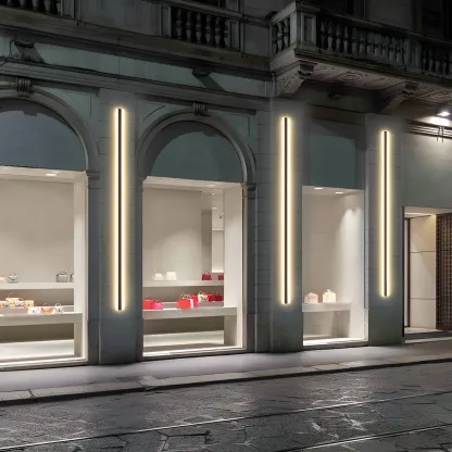 Modern Metal Black Linear LED Wall Light for Outdoor Image - 12