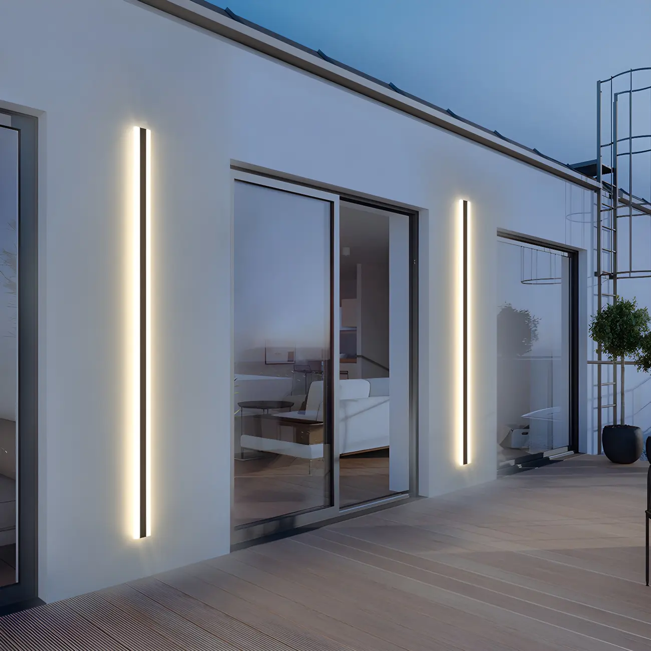 Modern Metal Black Linear LED Wall Light for Outdoor Image - 13 | homeyfad