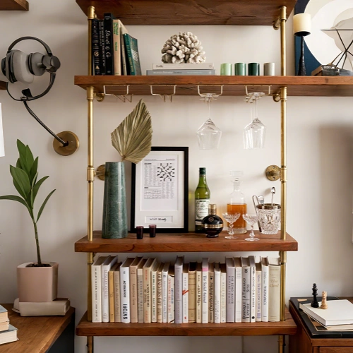 bookcase as a home bar