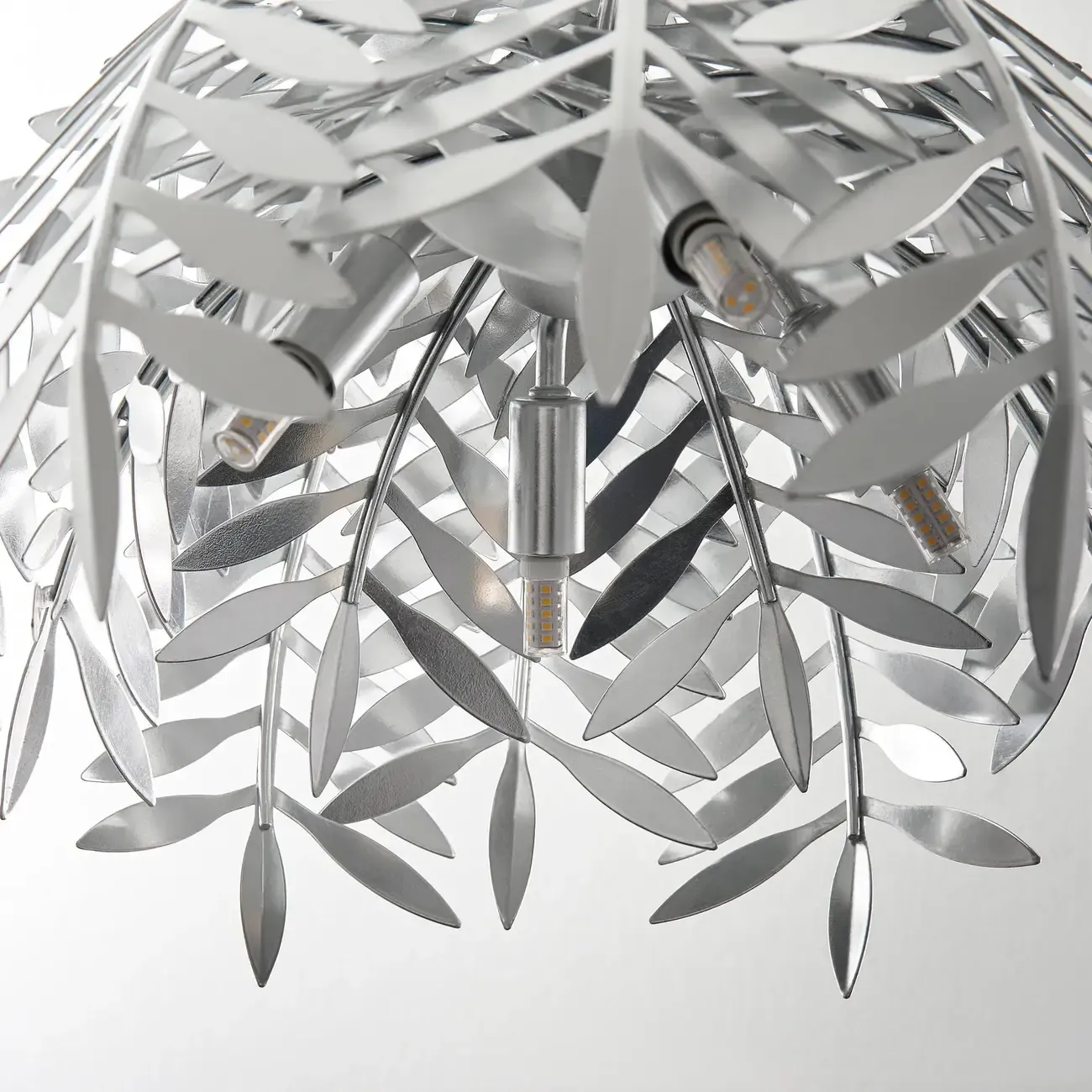 Modern Metal Silver Leaf Shape Pendant Light Image - 5