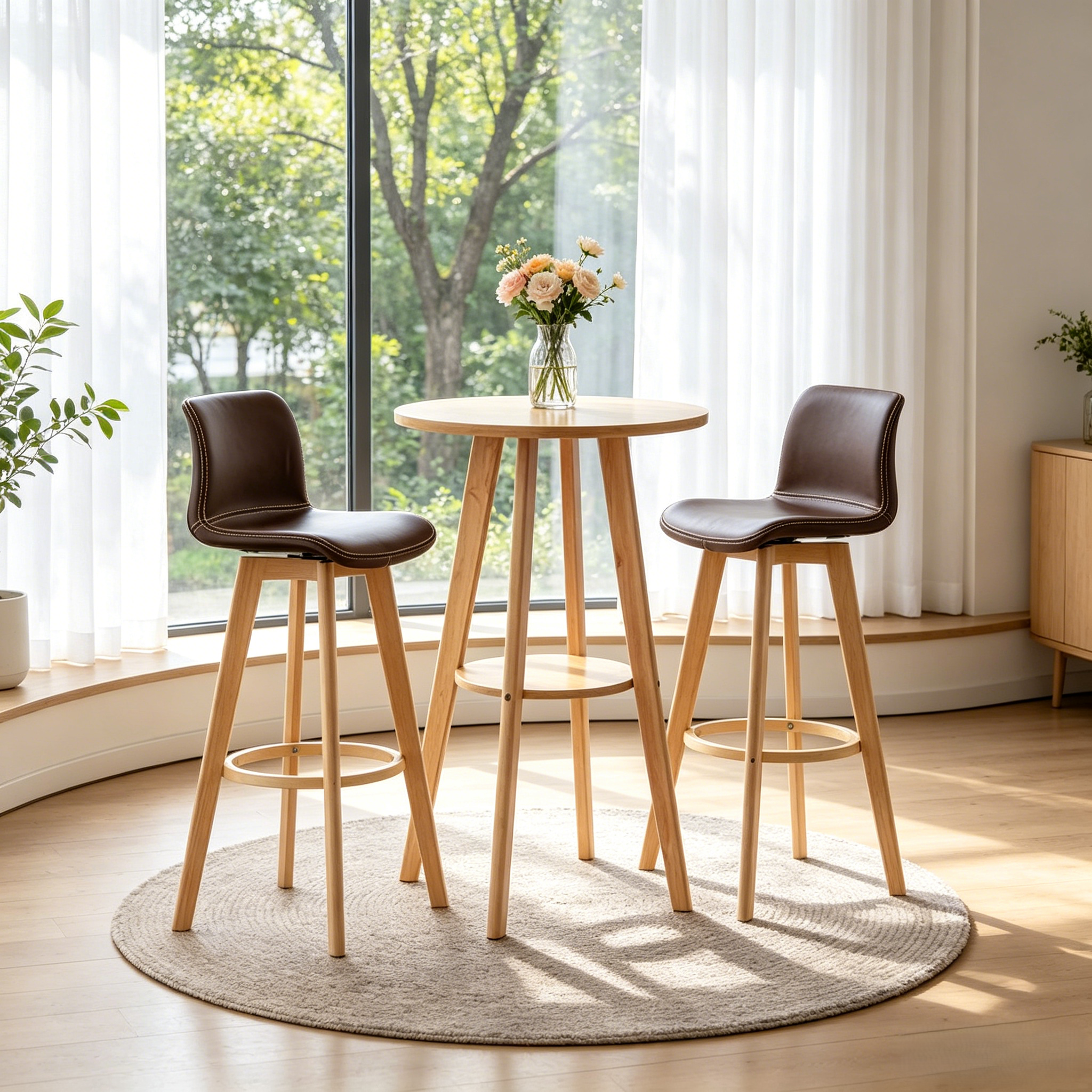 Scandinavian Brown Wooden Shelf Support Bar Tables | homeyfad