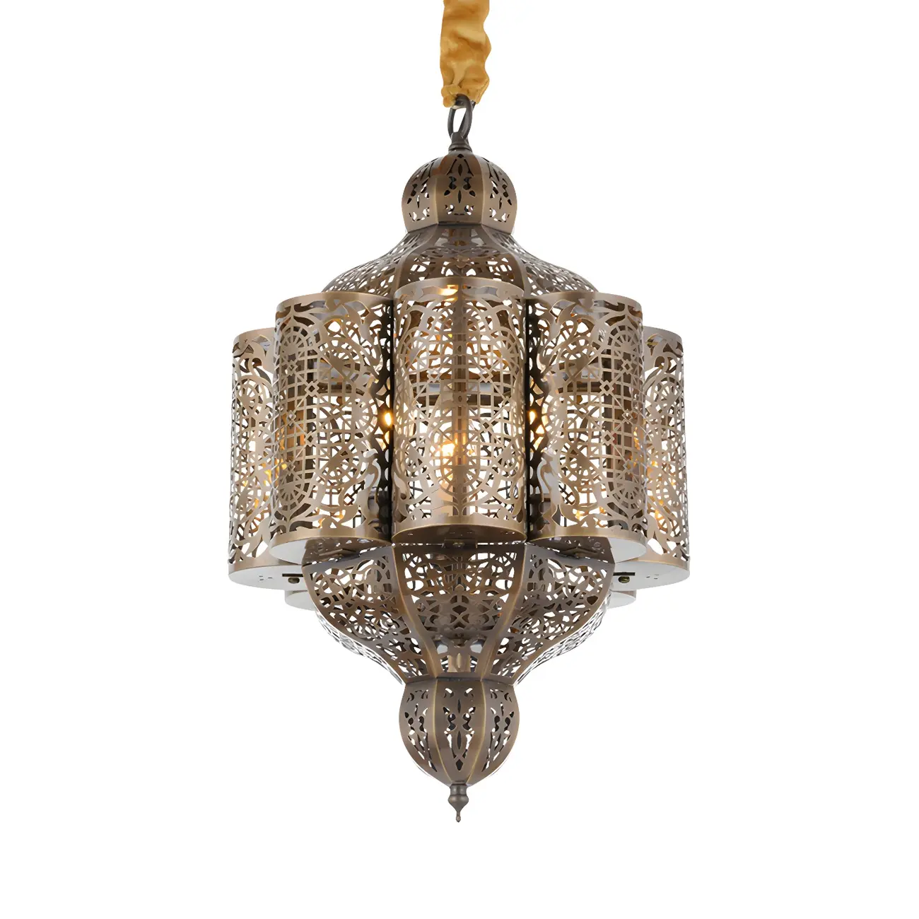 Gold Ornate Metal Moroccan Style Chandelier Light Image - 4 | homeyfad