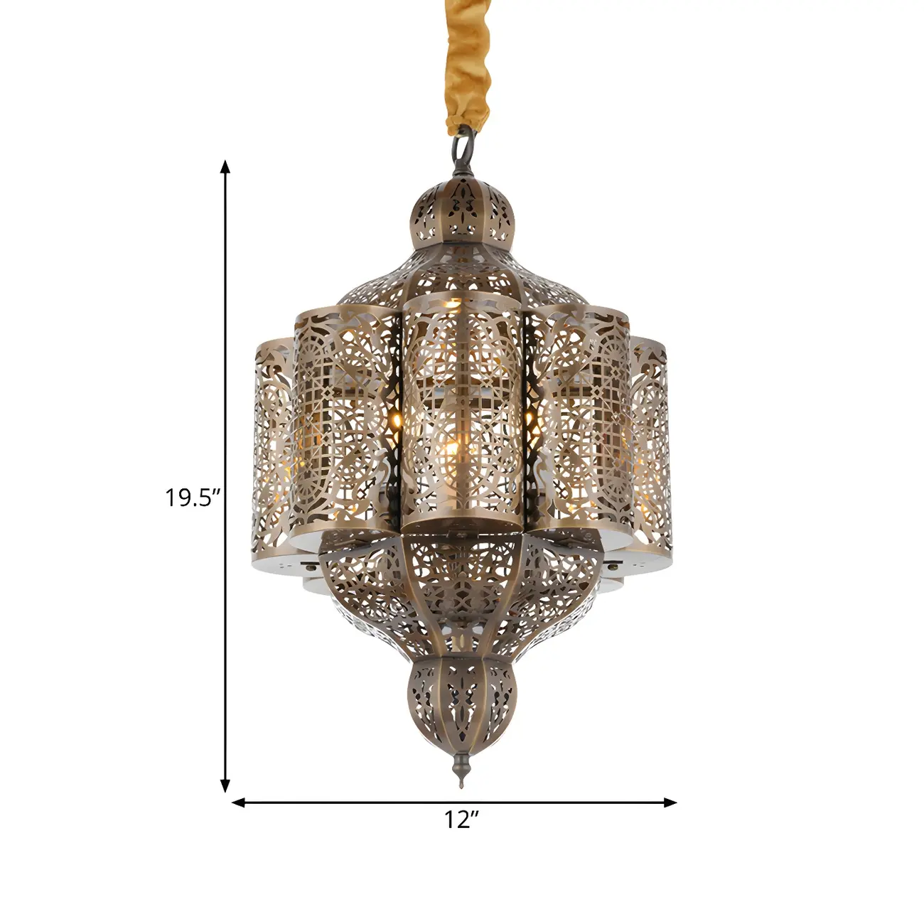 Gold Ornate Metal Moroccan Style Chandelier Light Image - 5 | homeyfad