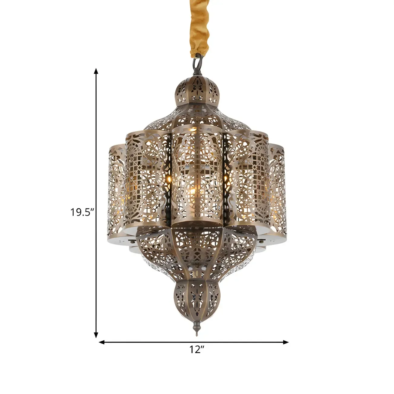 Gold Ornate Metal Moroccan Style Chandelier Light Image - 5