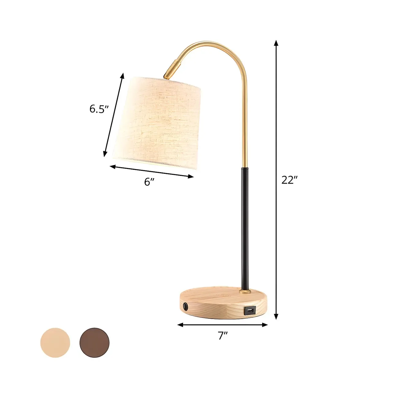 Oriental Arched Wood Fabric Barrel Table Lamp for Bedroom Image - 5