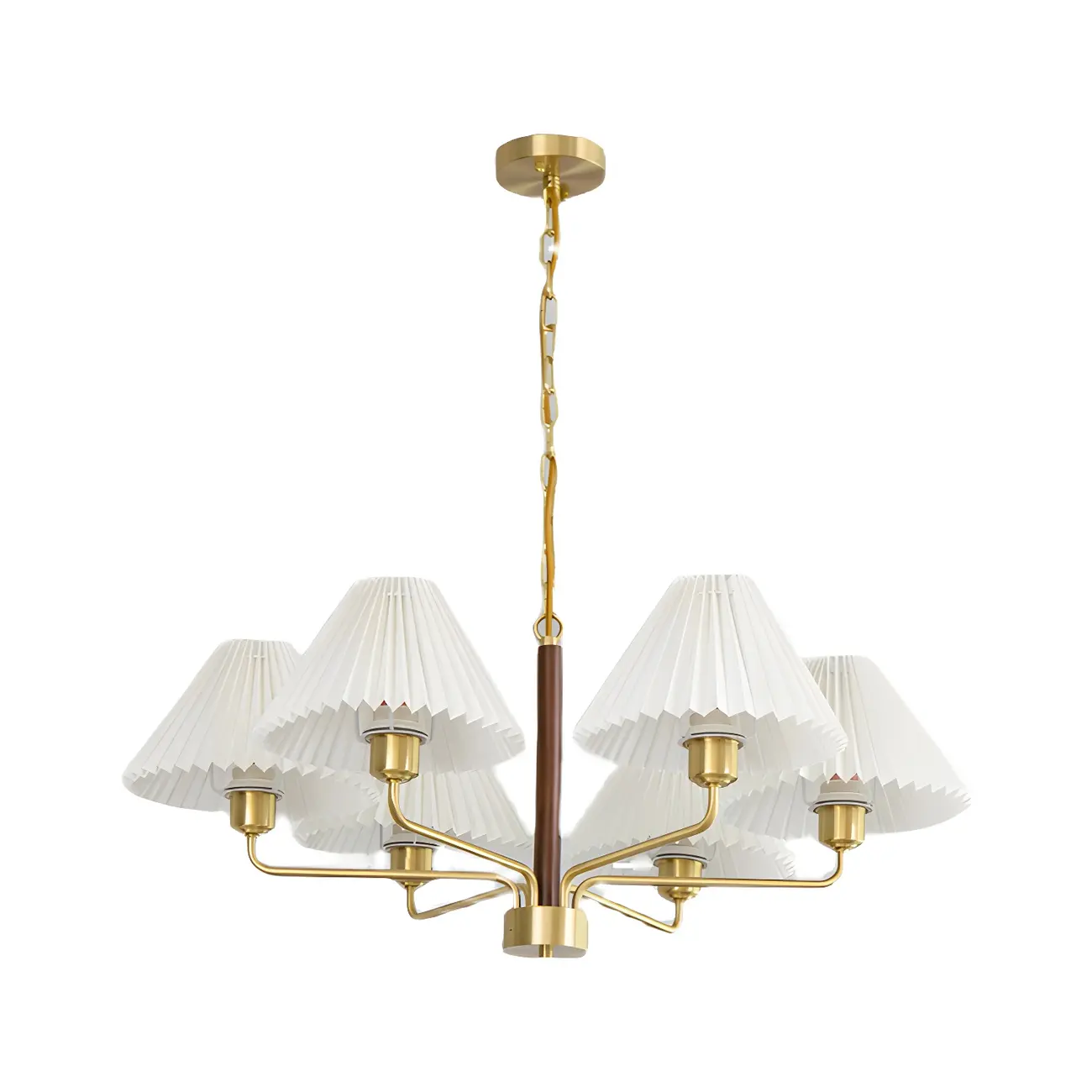 Gold Linear Metal Pleated Modern Chandelier Light | homeyfad