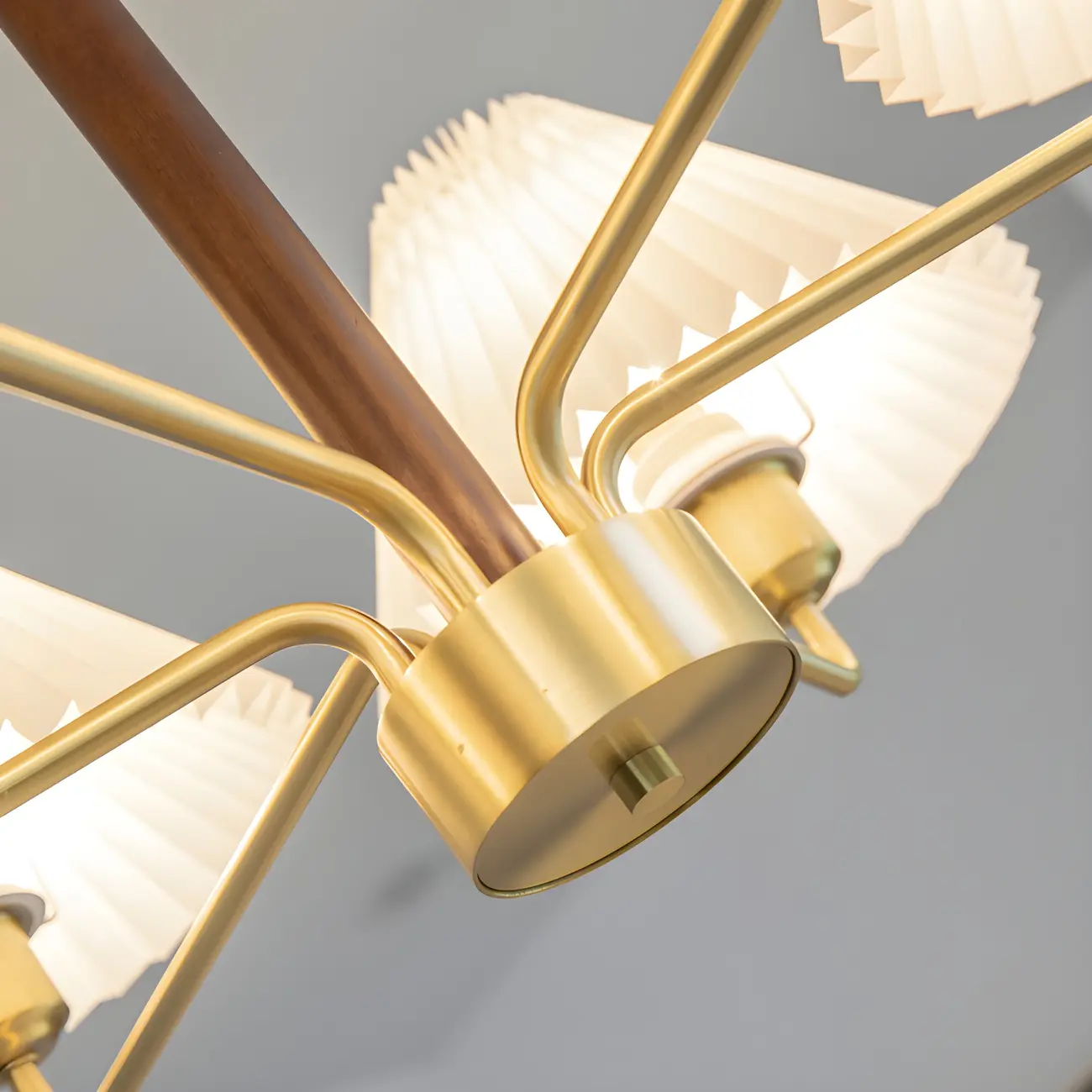 Gold Linear Metal Pleated Modern Chandelier Light | homeyfad