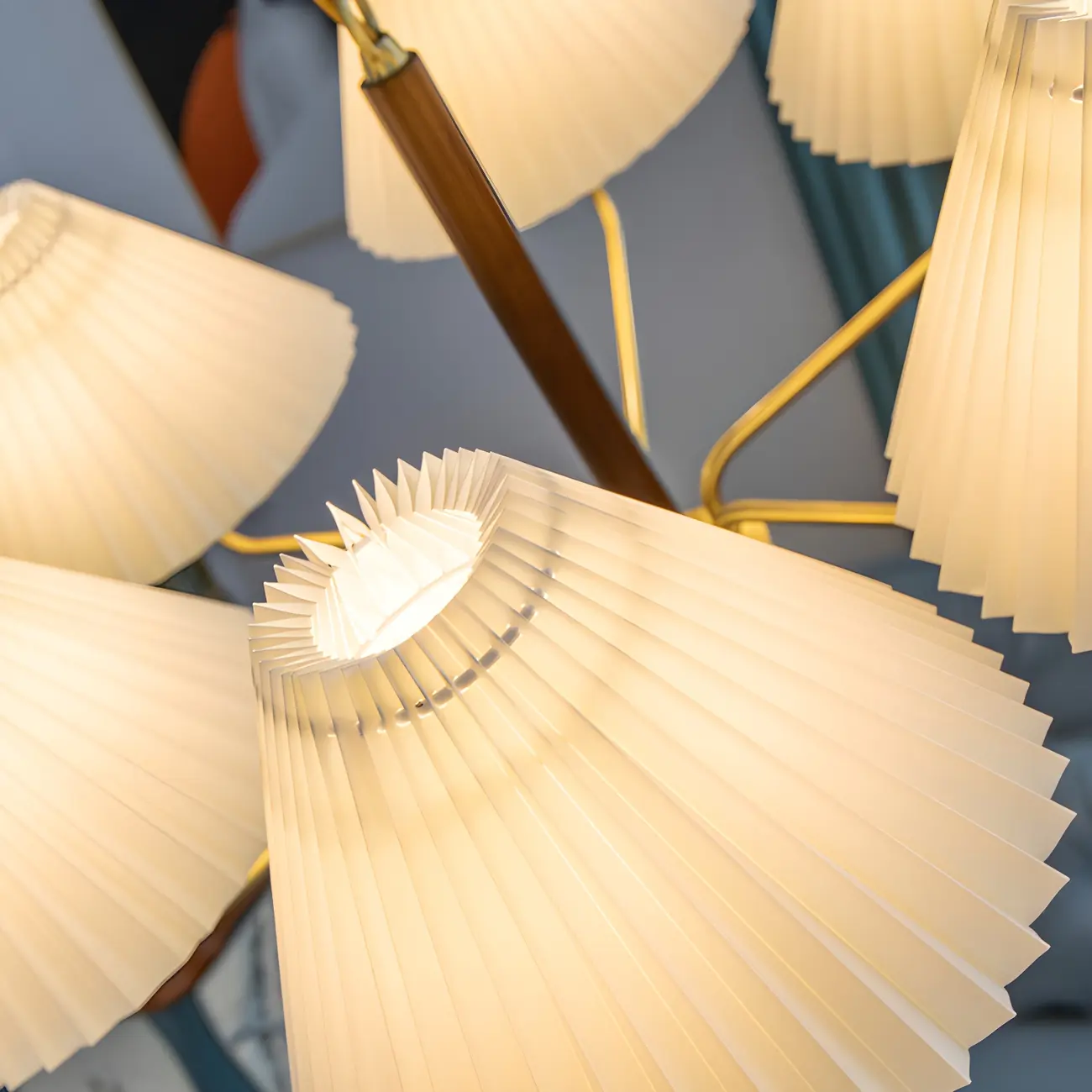 Gold Linear Metal Pleated Modern Chandelier Light | homeyfad