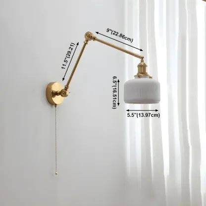 Classic Gold Metal Swing Arm Ceramics Shade Wall Light #size