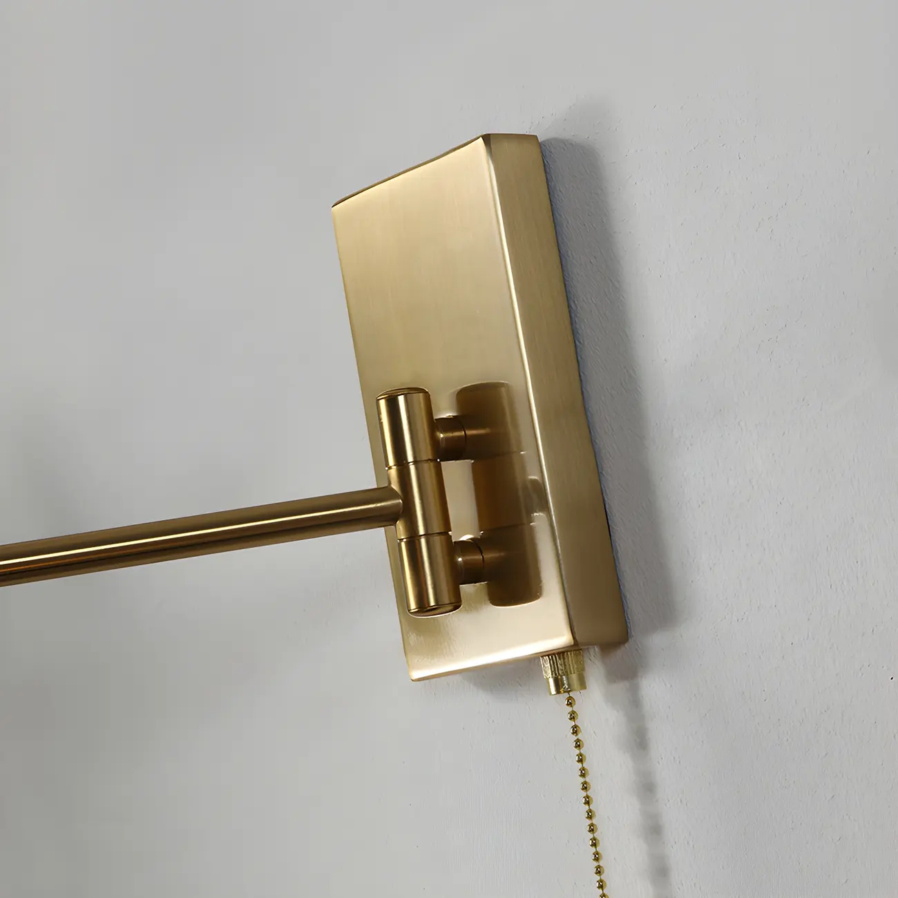 Brown Wood Shade Brass Metal Swing Arm Wall Light Image - 8 | homeyfad