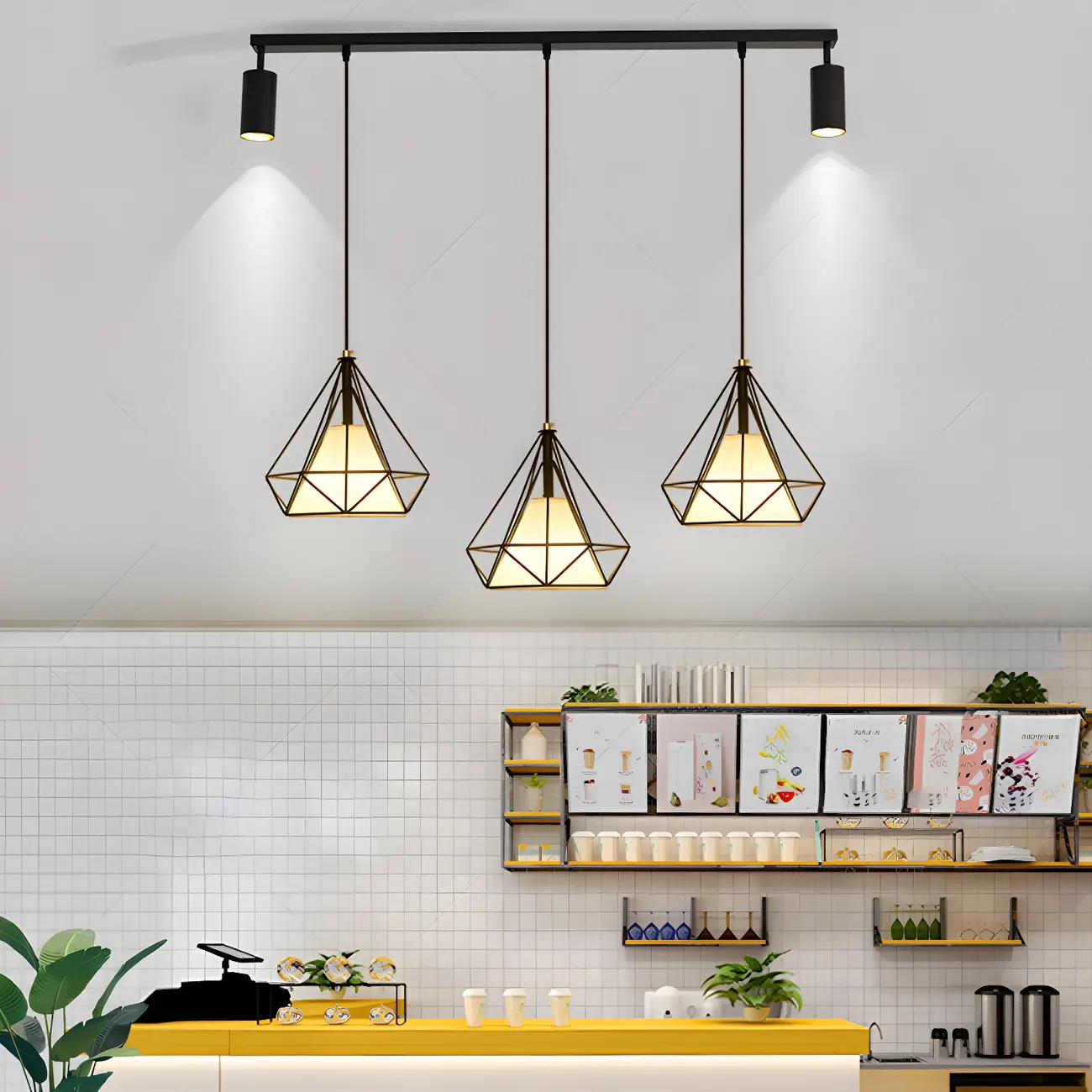 Modern Metal Cylinder Island Pendant Lights for Kitchen Image - 2 | homeyfad