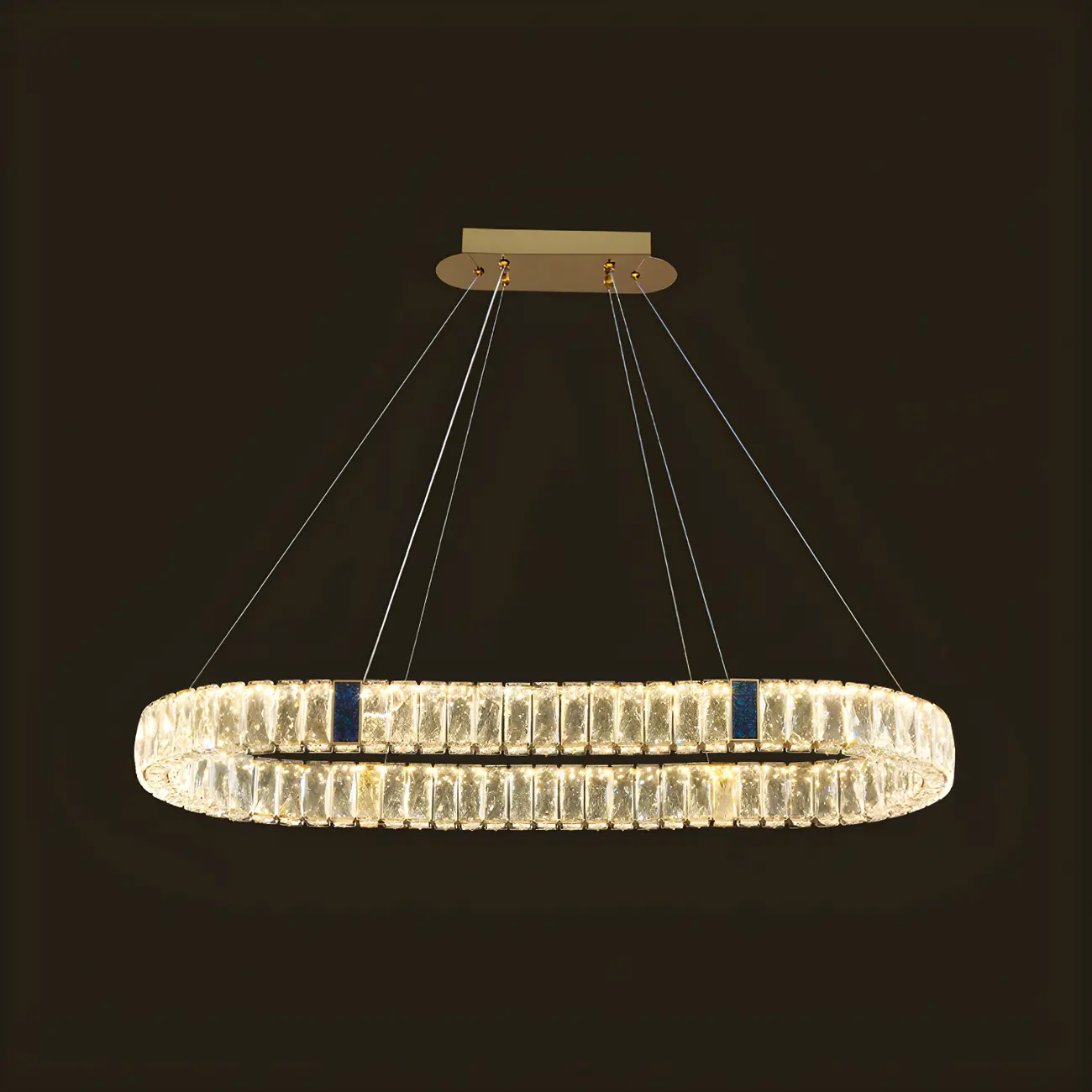 Modern Crystal Oval Dimming Chandelier for Kitchen Image - 5 | homeyfad
