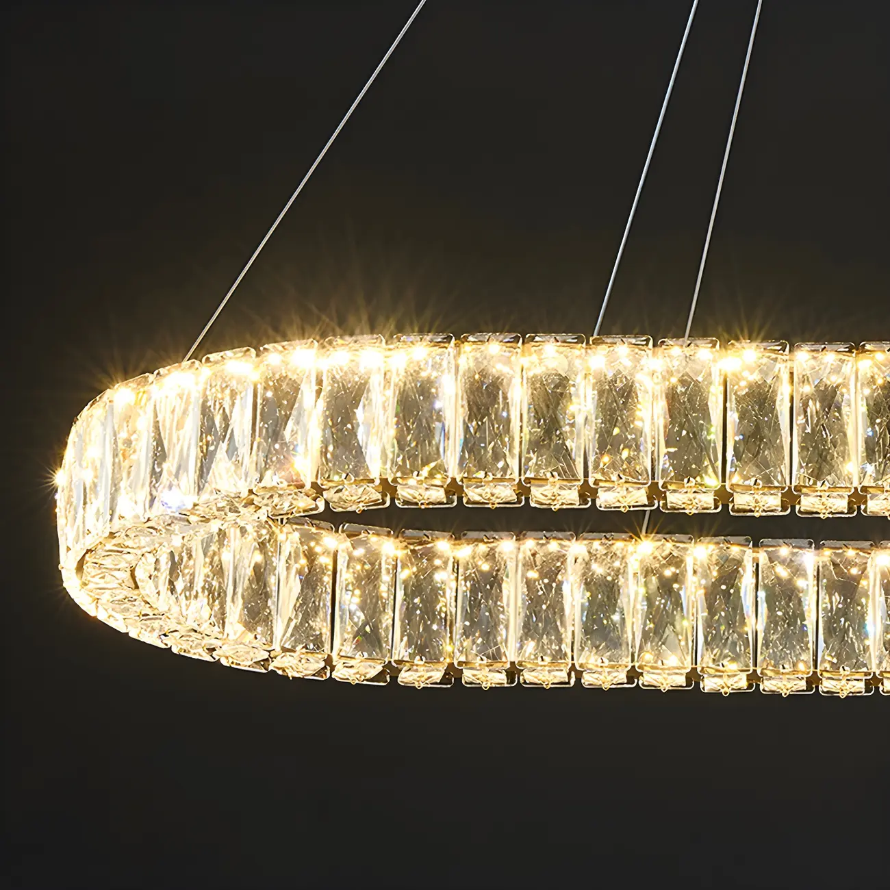 Modern Crystal Oval Dimming Chandelier for Kitchen Image - 8 | homeyfad