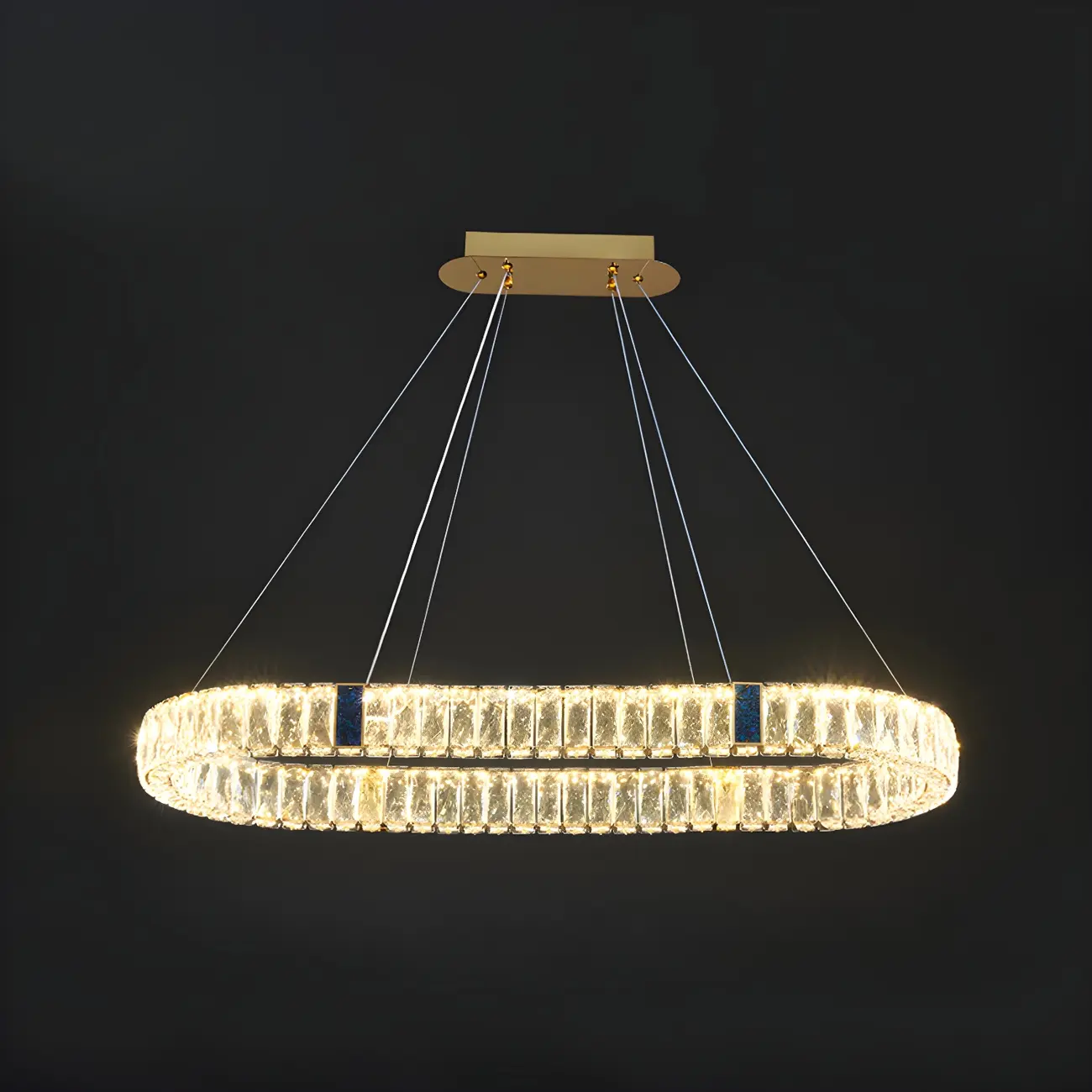 Modern Crystal Oval Dimming Chandelier for Kitchen Image - 3 | homeyfad
