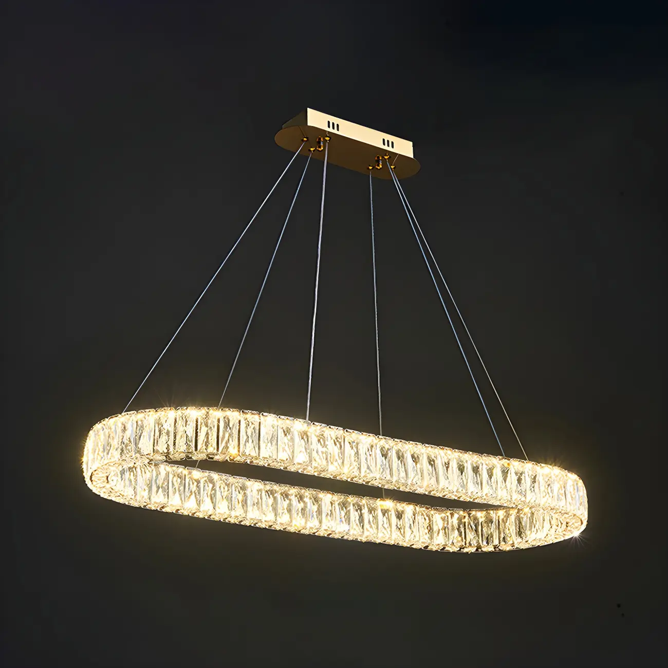 Modern Crystal Oval Dimming Chandelier for Kitchen Image - 9 | homeyfad