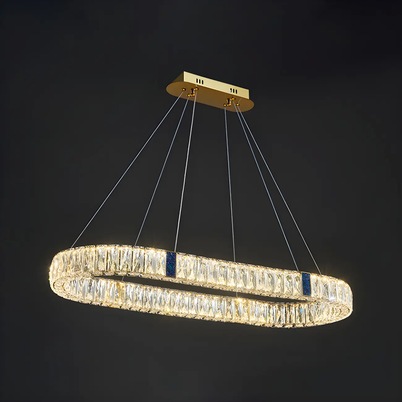 Modern Crystal Oval Dimming Chandelier for Kitchen Image - 10 | homeyfad