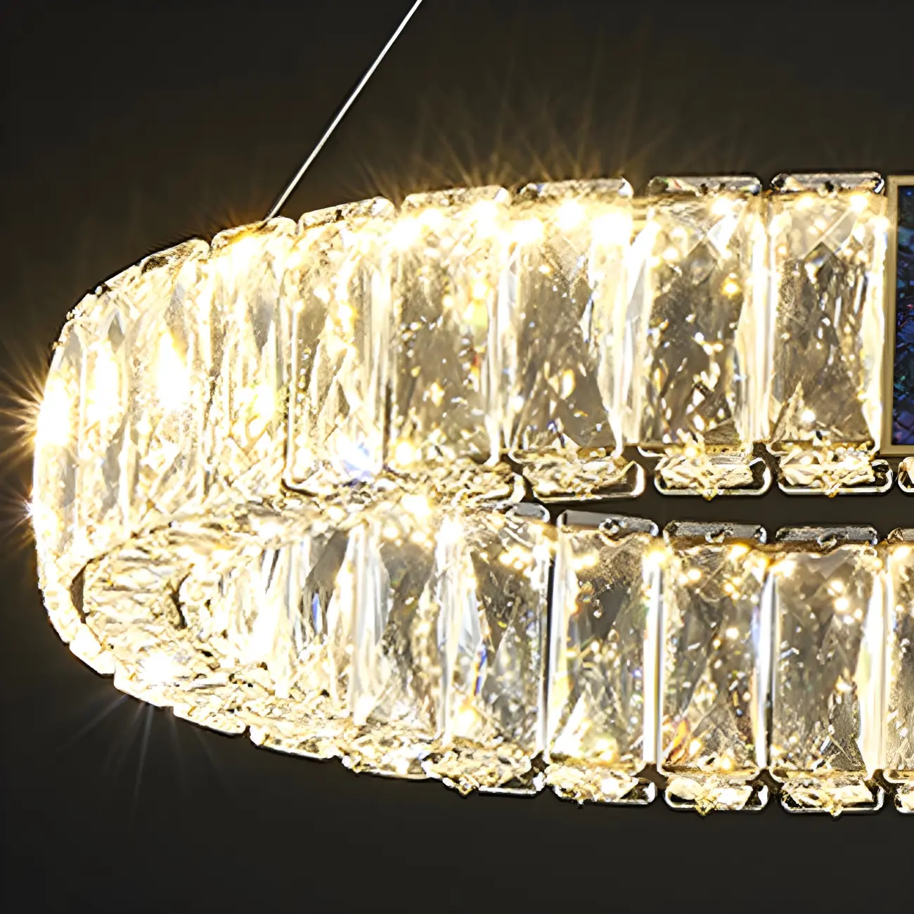 Modern Crystal Oval Dimming Chandelier for Kitchen Image - 12 | homeyfad