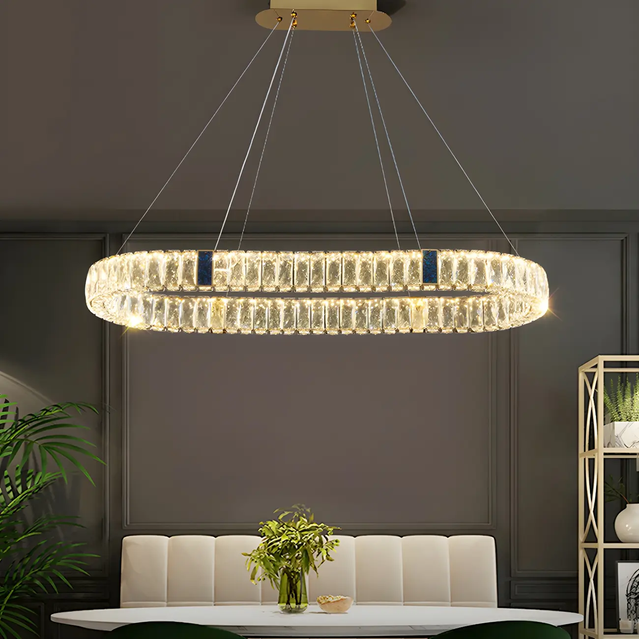 Modern Crystal Oval Dimming Chandelier for Kitchen Image - 2 | homeyfad