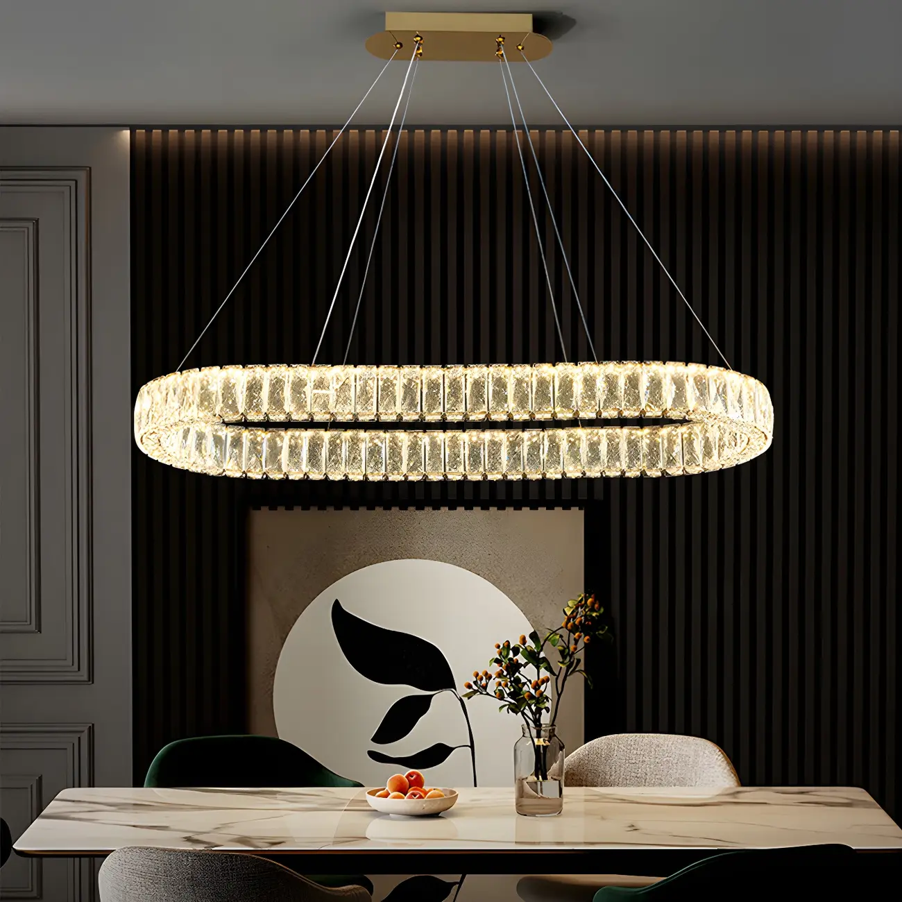 Modern Crystal Oval Dimming Chandelier for Kitchen Image - 15 | homeyfad