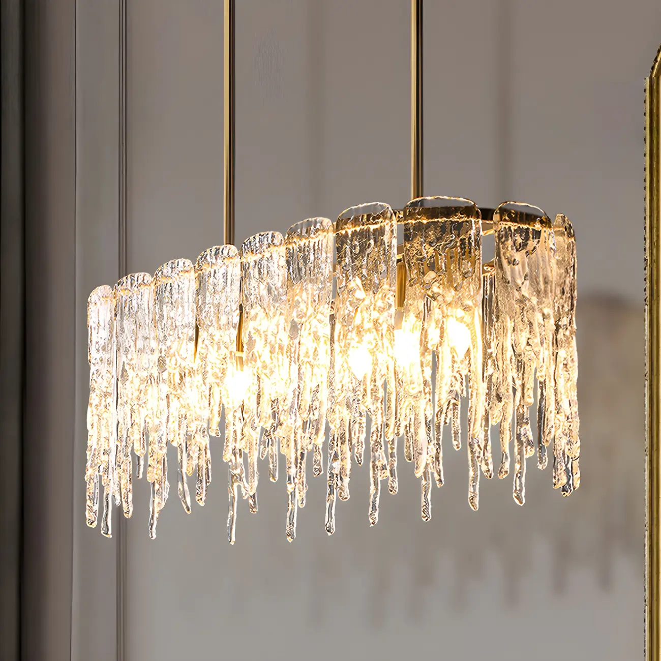 Modern Icicle Glass Chandelier for Dining Area Image - 3 | homeyfad
