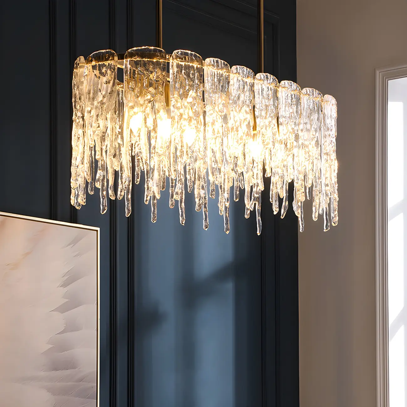 Modern Icicle Glass Chandelier for Dining Area Image - 2 | homeyfad