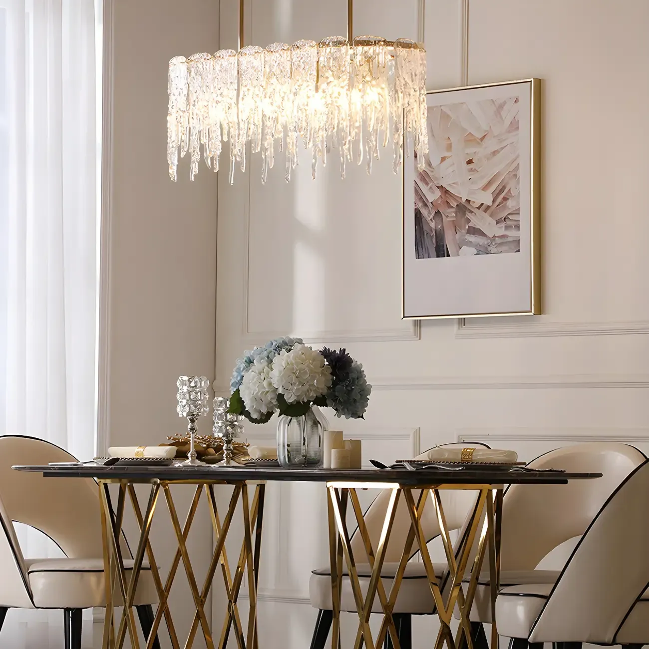 Modern Icicle Glass Chandelier for Dining Area Image - 4