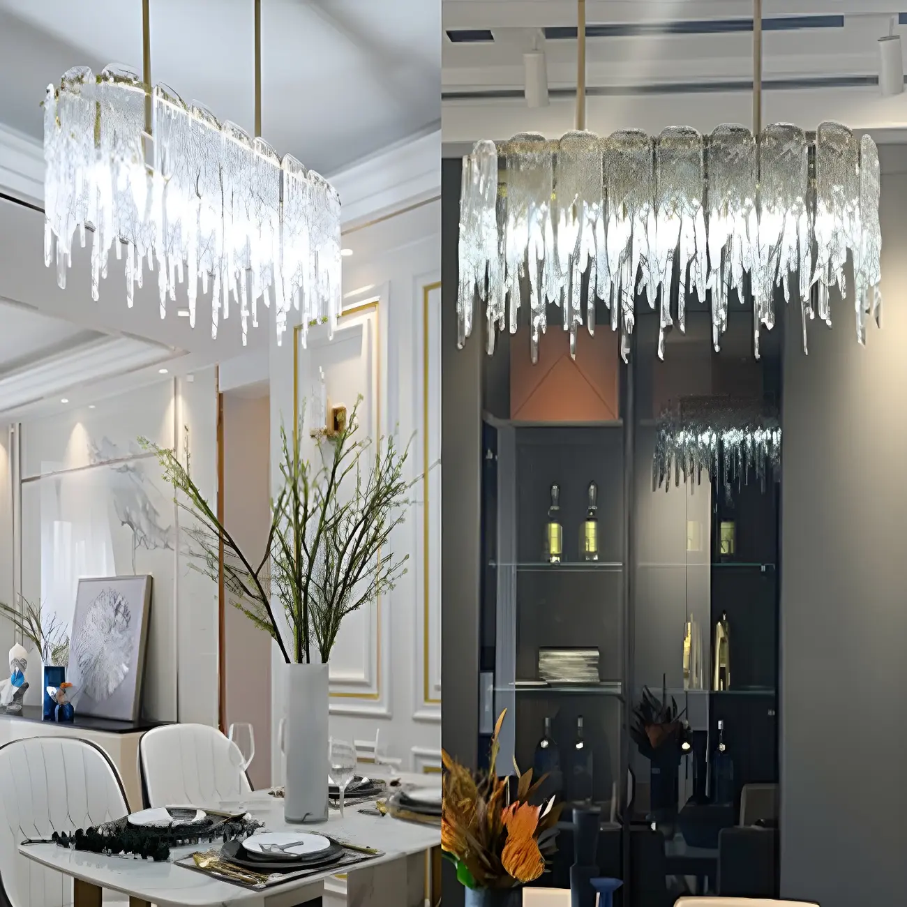 Modern Icicle Glass Chandelier for Dining Area Image - 13 | homeyfad
