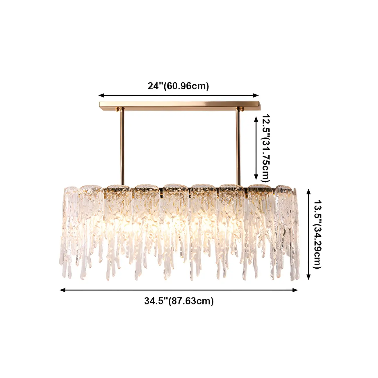 Modern Icicle Glass Chandelier for Dining Area #size