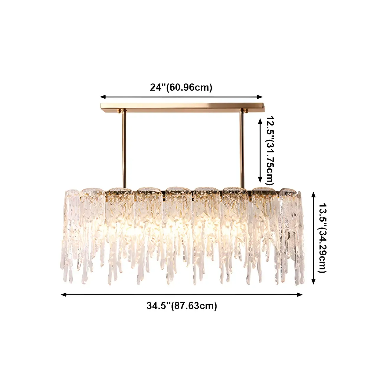 Modern Icicle Glass Chandelier for Dining Area #size