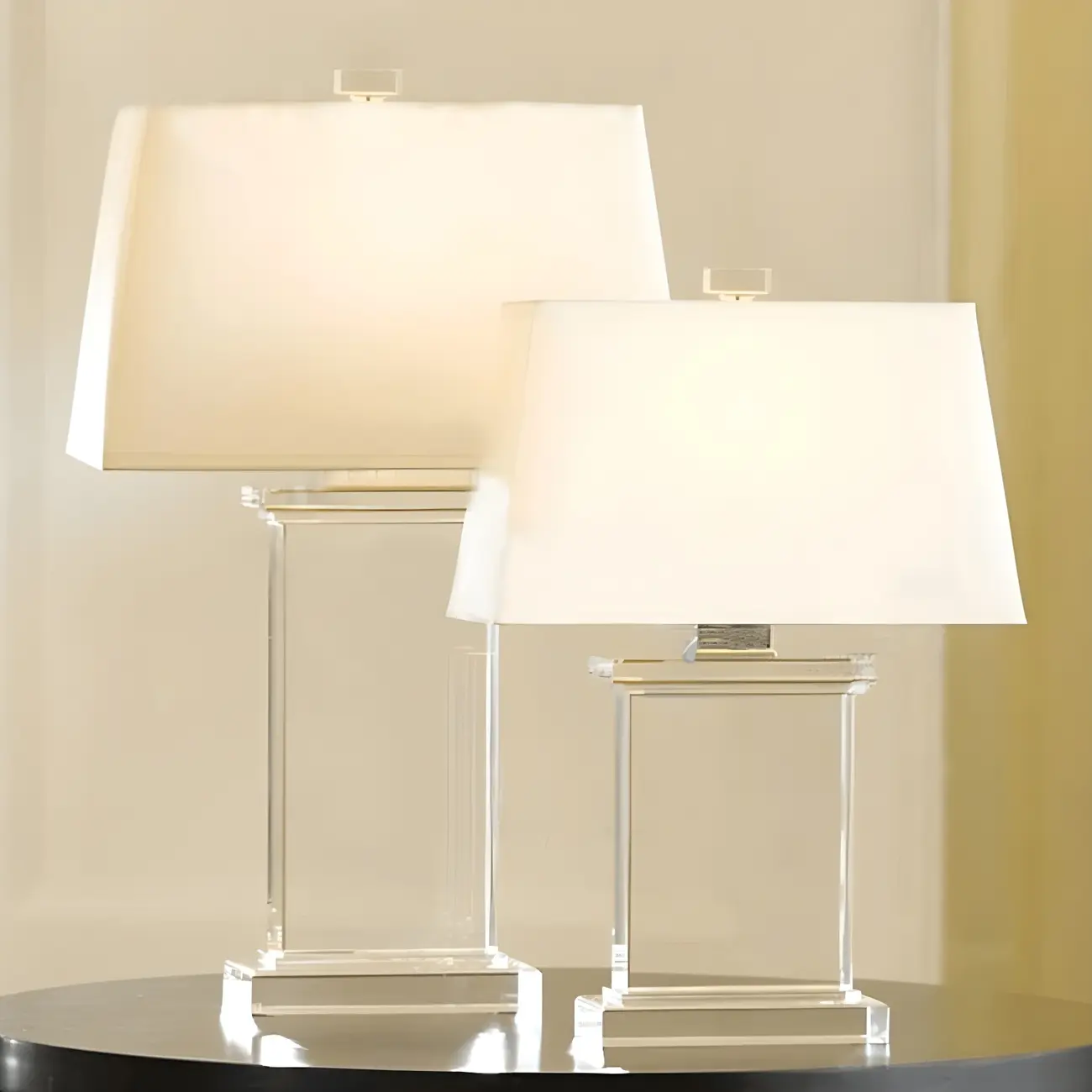 Elegant Rectangular Crystal Fabric Shade LED Table Lamp Image - 1 | homeyfad