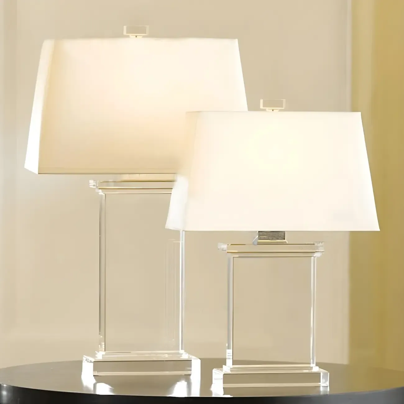 Elegant Rectangular Crystal Fabric Shade LED Table Lamp Image - 1