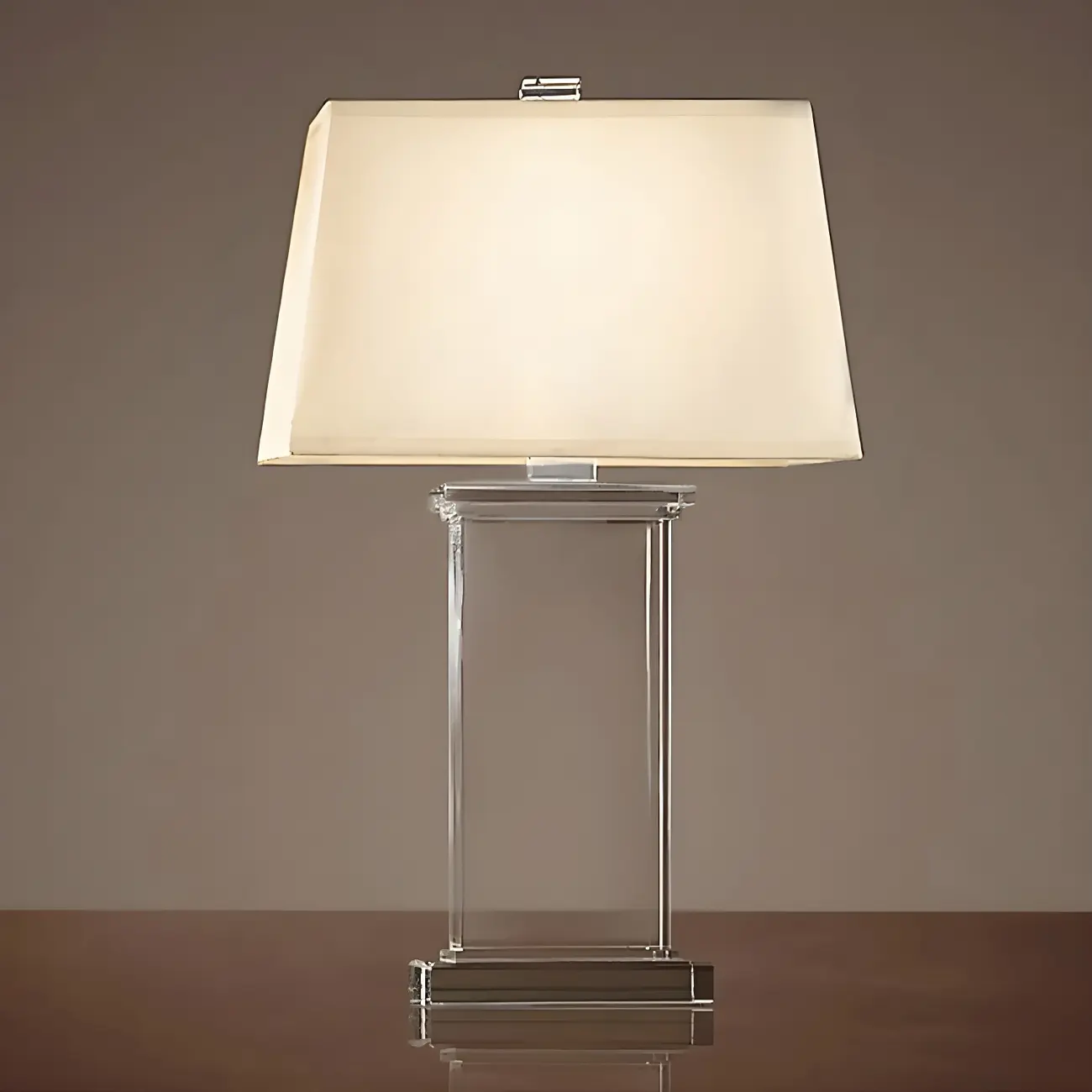 Elegant Rectangular Crystal Fabric Shade LED Table Lamp Image - 2 | homeyfad