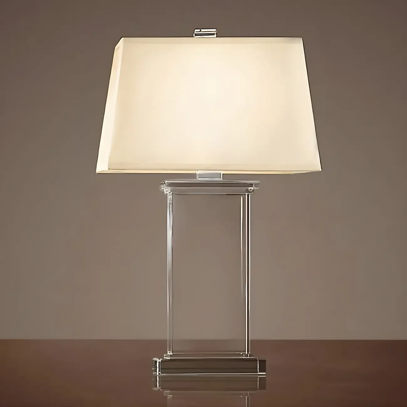 Elegant Rectangular Crystal Fabric Shade LED Table Lamp Image - 2