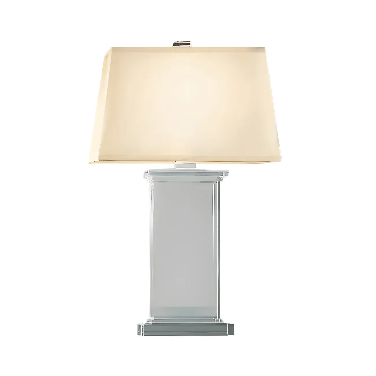 Elegant Rectangular Crystal Fabric Shade LED Table Lamp Image - 3