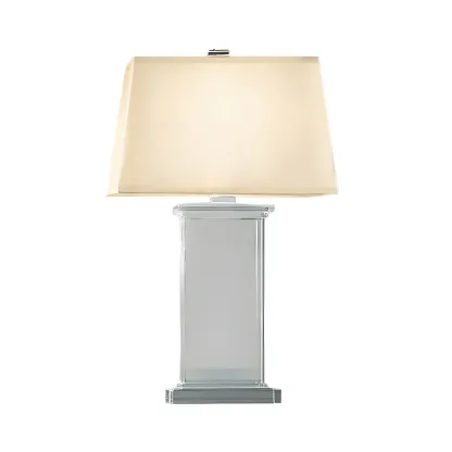 Elegant Rectangular Crystal Fabric Shade LED Table Lamp Image - 3