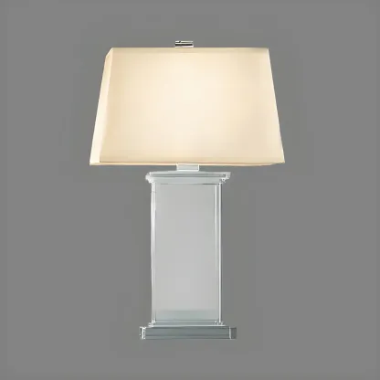 Elegant Rectangular Crystal Fabric Shade LED Table Lamp Image - 4