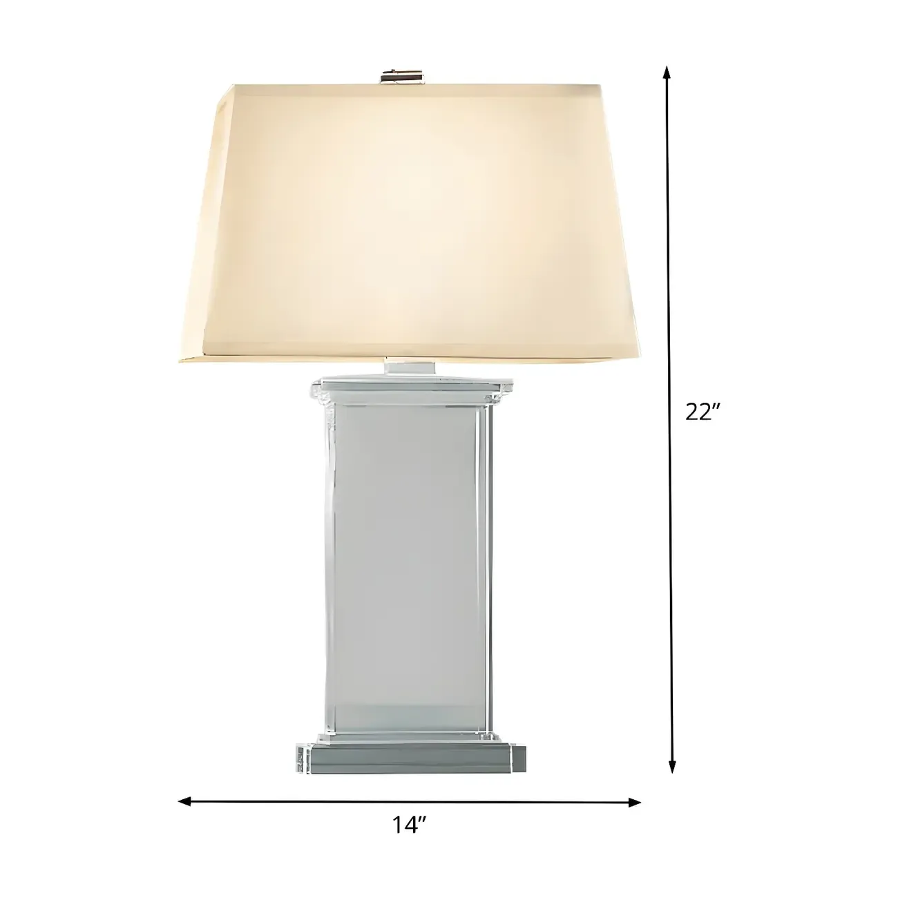 Elegant Rectangular Crystal Fabric Shade LED Table Lamp Image - 6