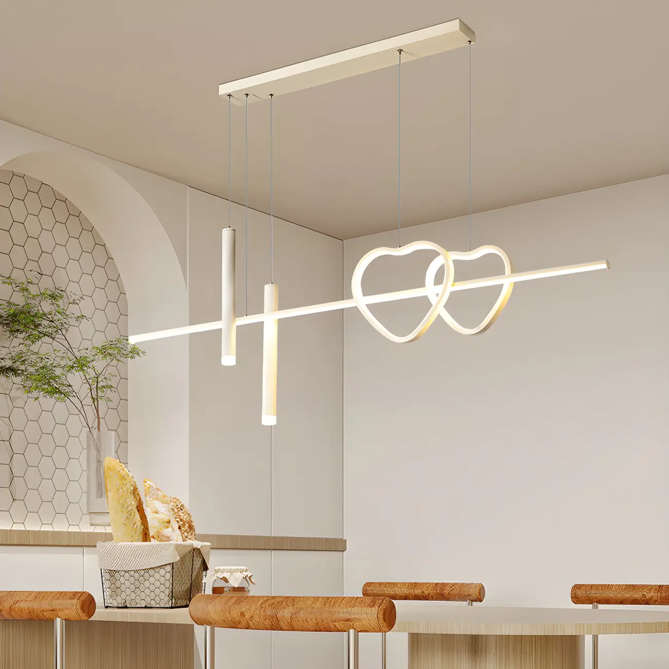 Modern Metal Heart-Shaped Pendant Light for Kitchen Image - 2 | homeyfad
