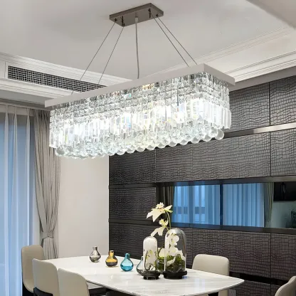 Modish Crystal Rectangle Pendant Chandelier Image - 1
