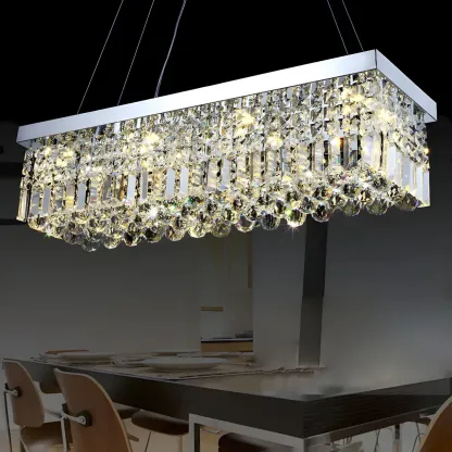 Modish Crystal Rectangle Pendant Chandelier Image - 3
