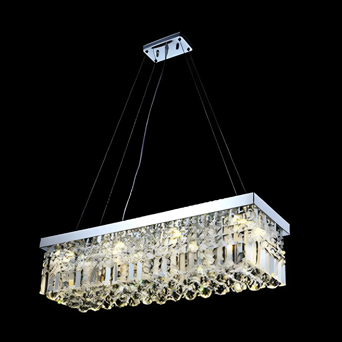 Modish Crystal Rectangle Pendant Chandelier Image - 2