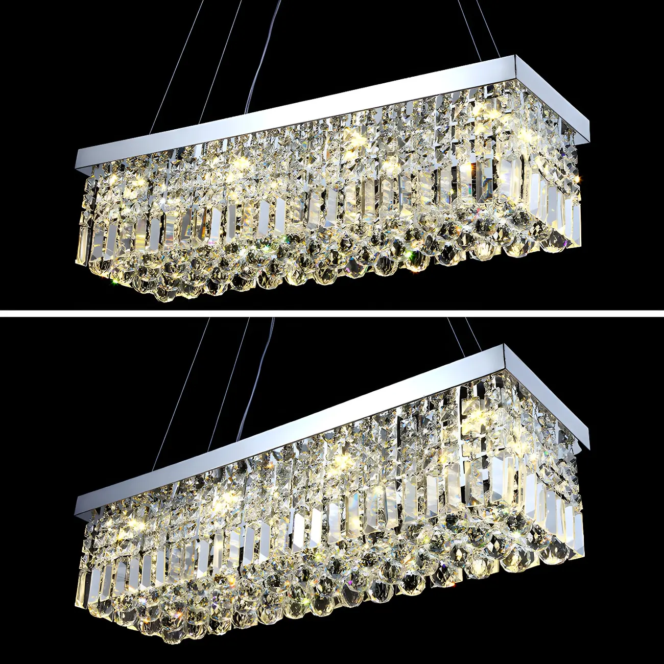 Modish Crystal Rectangle Pendant Chandelier Image - 7 | homeyfad
