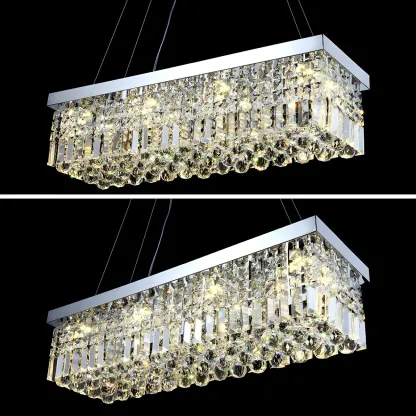 Modish Crystal Rectangle Pendant Chandelier Image - 7