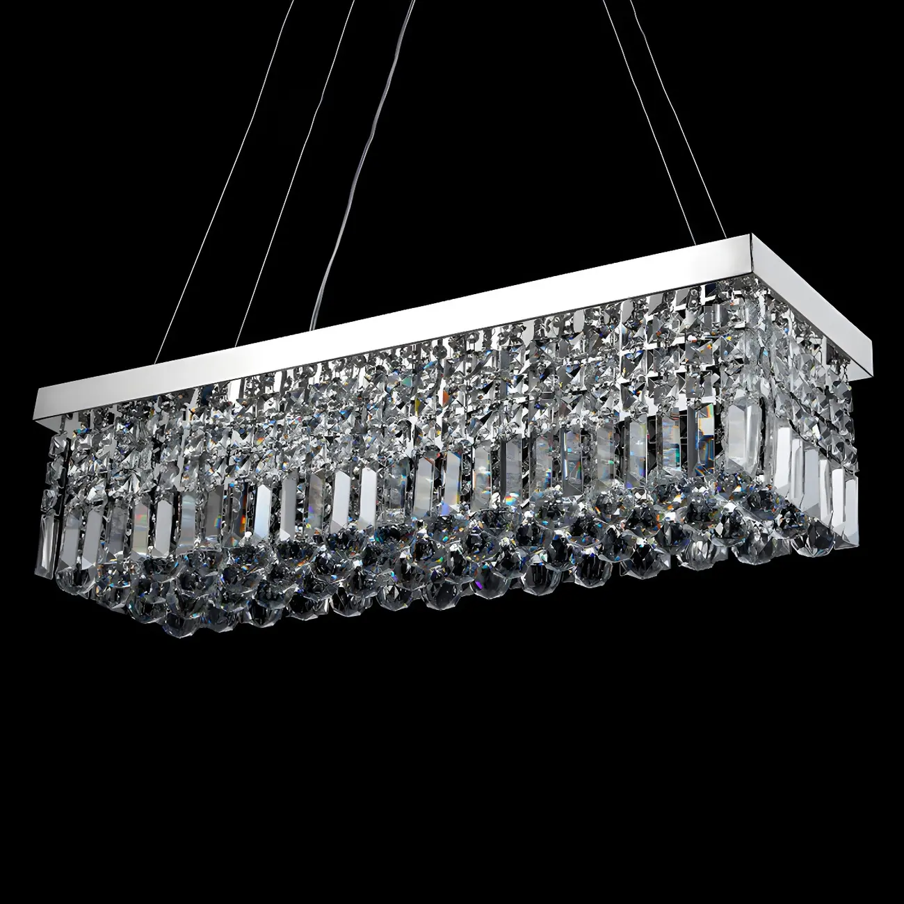 Modish Crystal Rectangle Pendant Chandelier Image - 8 | homeyfad