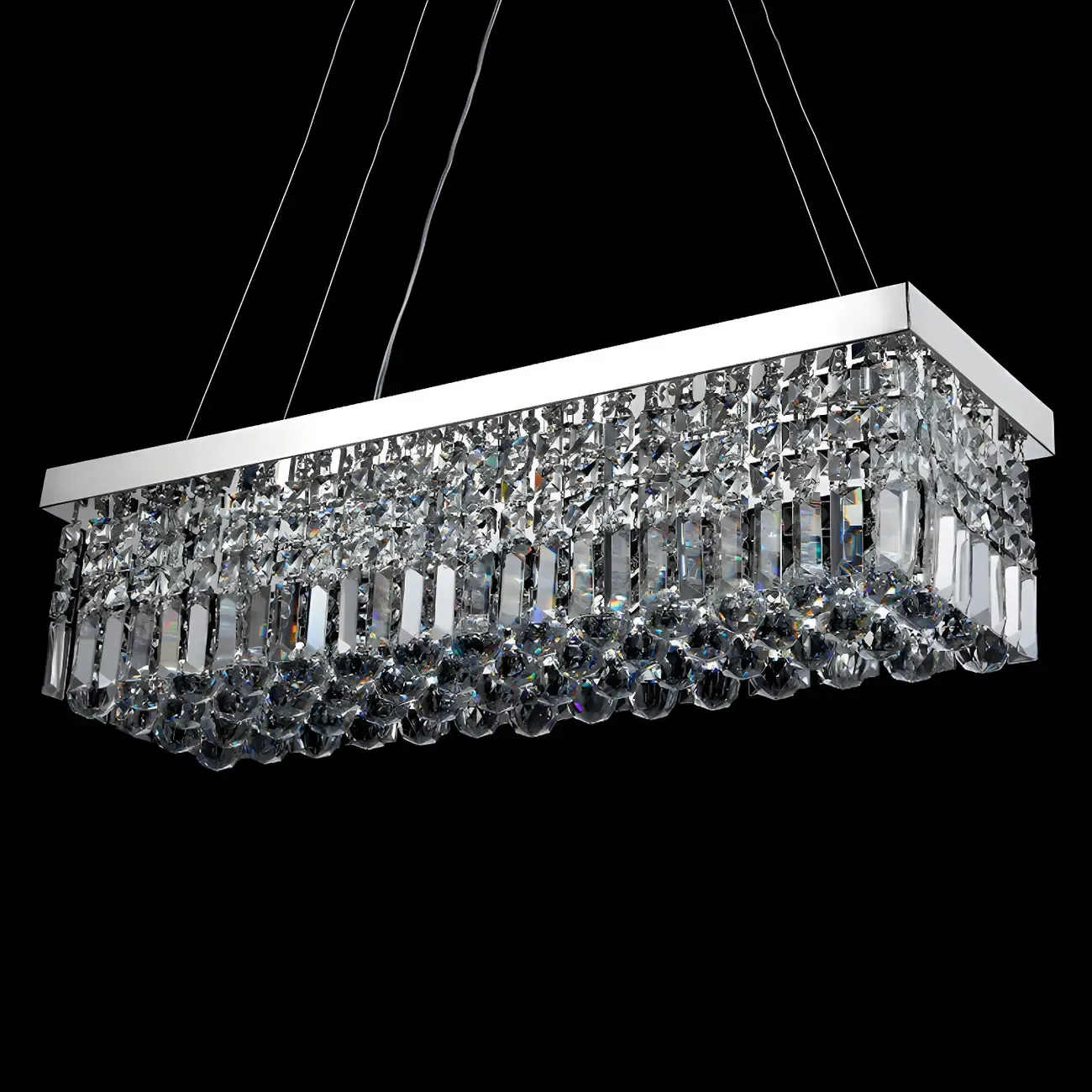 Modish Crystal Rectangle Pendant Chandelier Image - 8