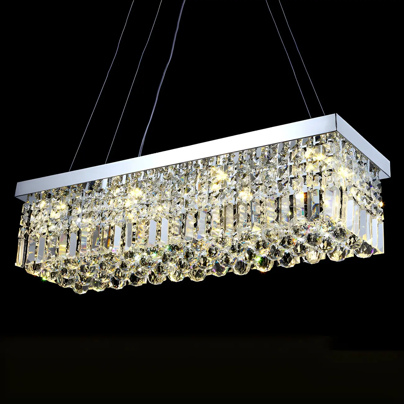 Modish Crystal Rectangle Pendant Chandelier Image - 9 | homeyfad