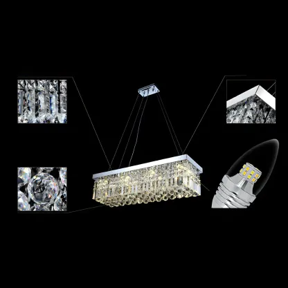 Modish Crystal Rectangle Pendant Chandelier Image - 14