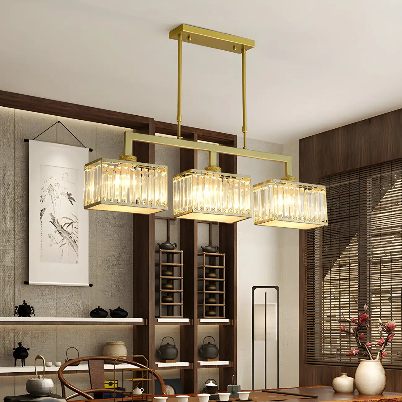  Kitchens Modern Crystal Gold Island Pendant Light Image - 1 | homeyfad