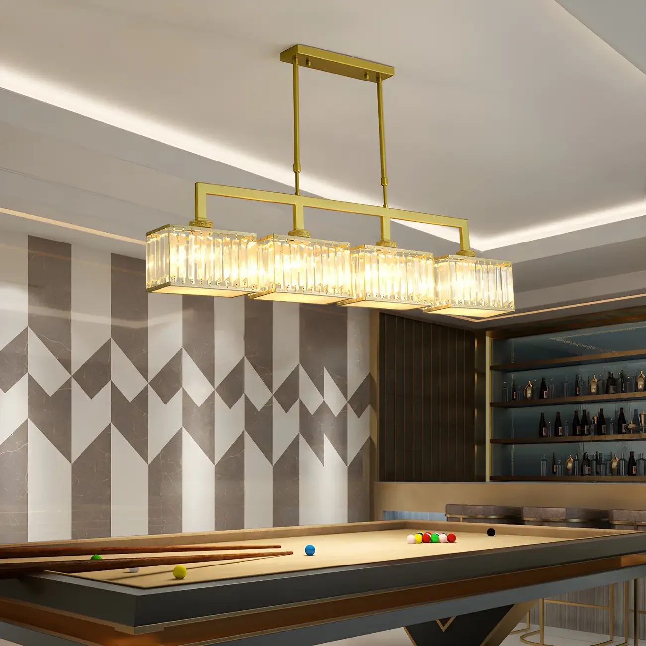  Kitchens Modern Crystal Gold Island Pendant Light Image - 4