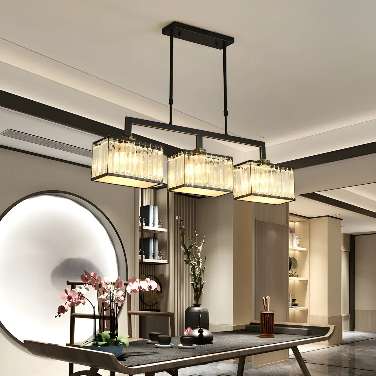  Kitchens Modern Crystal Gold Island Pendant Light Image - 8